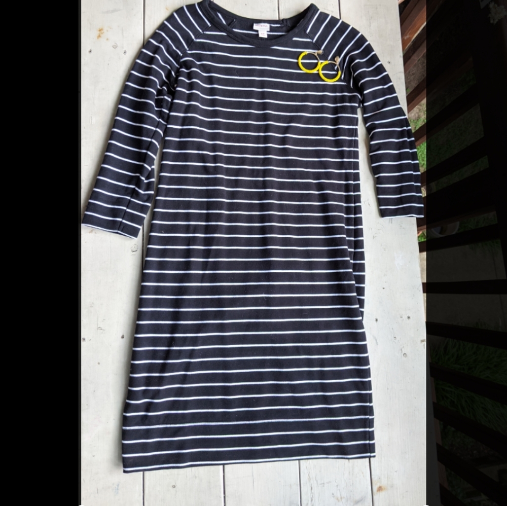 Merona Black & White Striped Dress 3/4 Sleeves